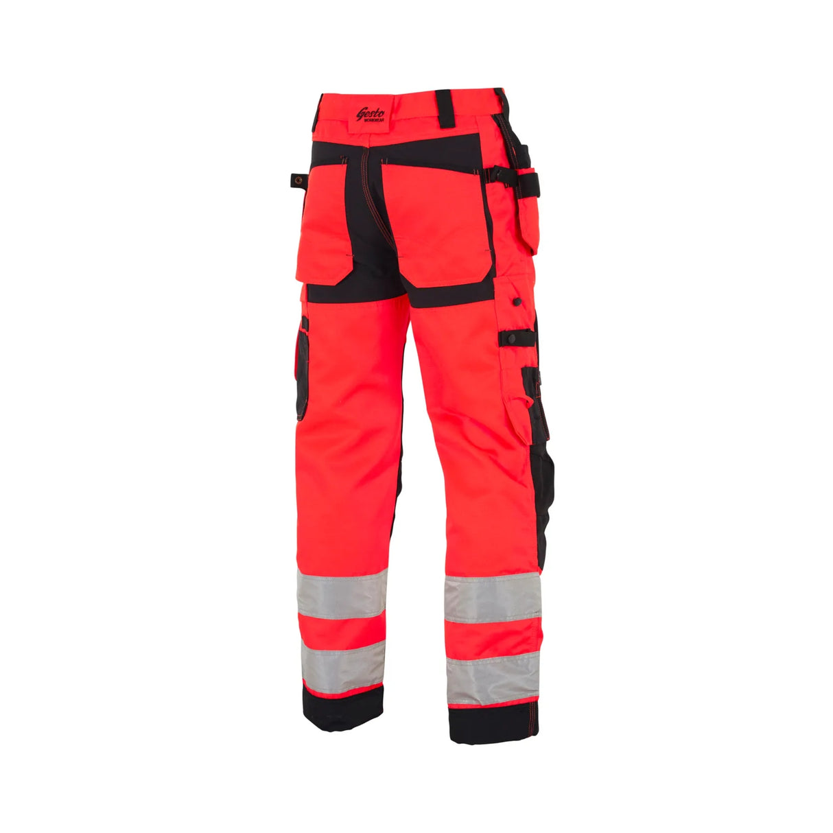 Gesto Workwear håndverksbukse med stretch bak, forsterkede lommer og justerbare kneputer for optimal komfort og funksjonalitet på arbeidsplassen.